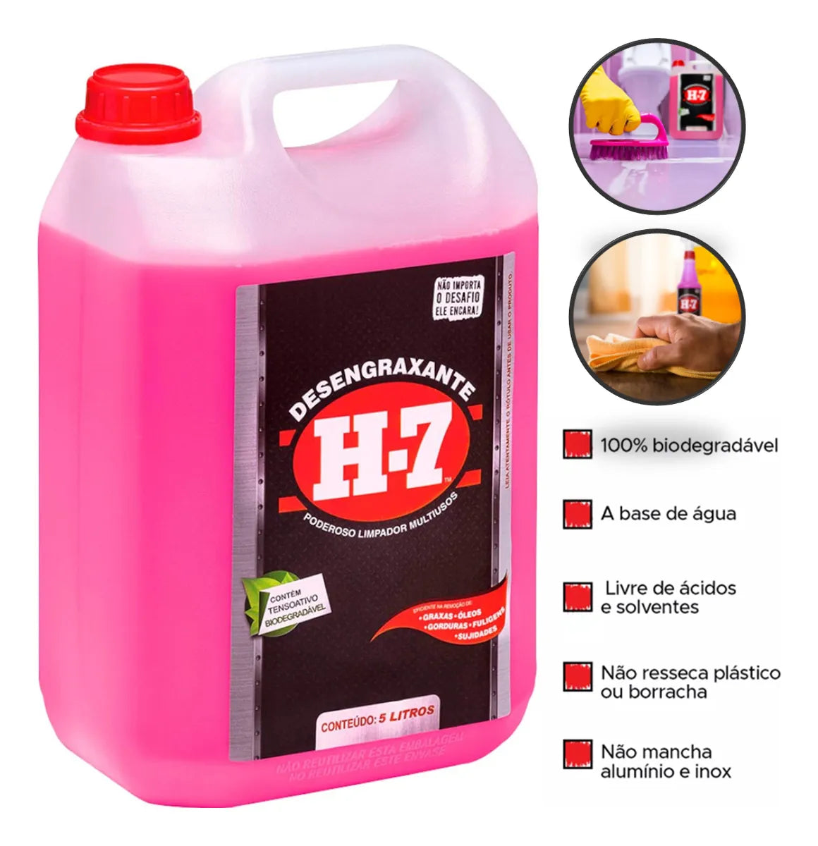 Desengraxante H7 Multiuso 5l - Concentrado Biodegradável