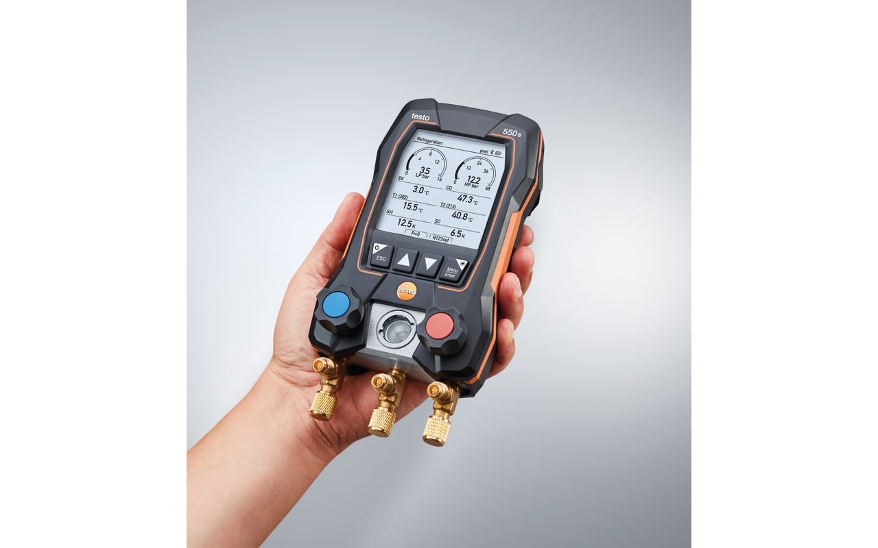 testo 550s Basic Kit - Manifold digital inteligente com sondas de temperatura com pinça de cabo fixo