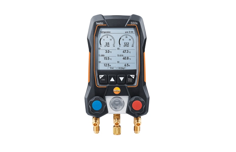 testo 550s Smart Kit com mangueiras - Manifold digital inteligente com sondas de temperatura de pinça sem fio e conjunto de 3 mangueiras