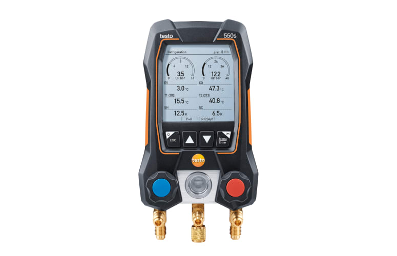 testo 550s Smart Kit com mangueiras - Manifold digital inteligente com sondas de temperatura de pinça sem fio e conjunto de 3 mangueiras