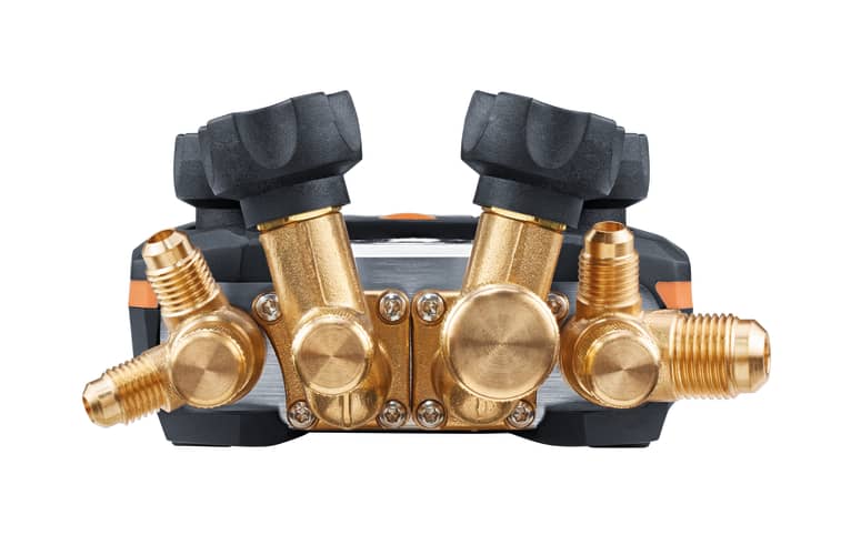 testo 557s Kit Smart Vácuo com mangueiras - Manifold digital inteligente com sondas de temperatura de vácuo e braçadeira sem fio e conjunto de enchimento de mangueira com 4 mangueiras