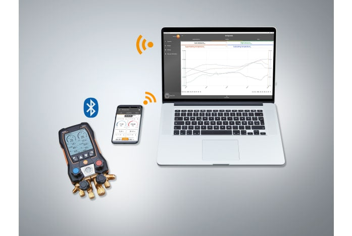 testo 557s Kit Smart Vácuo - Manifold digital inteligente com sondas wireless de vácuo e temperatura de pinça