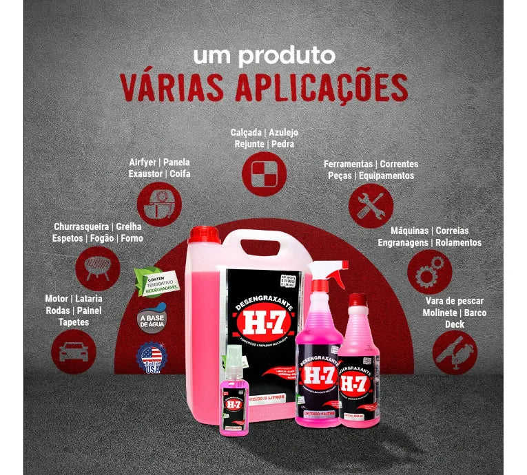 Desengraxante H7 Multiuso 5l - Concentrado Biodegradável