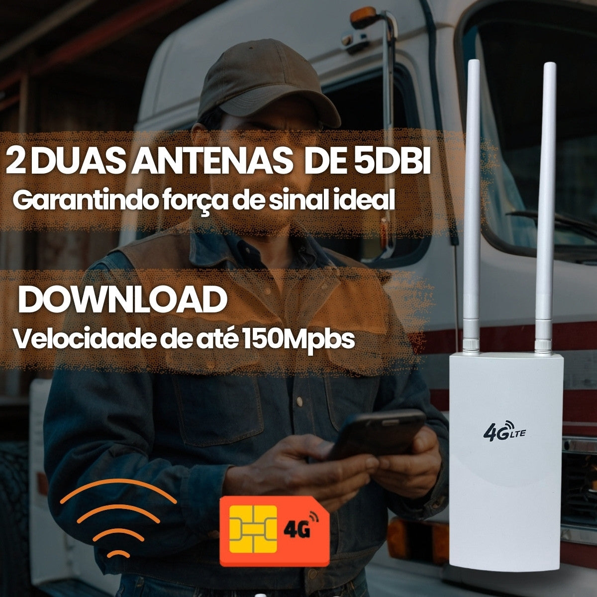 Roteador Portátil 4G Veicular 12 /24V 110/220V Wi-fi Internet