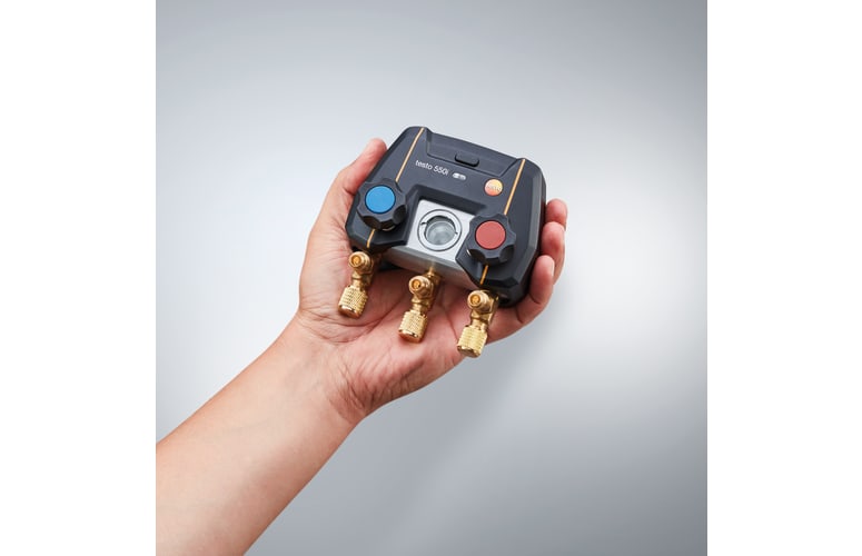 testo 550i - Manifold digital controlado por aplicativo com Bluetooth e bloco de válvulas de 2 vias